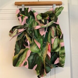 FARM Rio High Waist Green and Pink Shorts